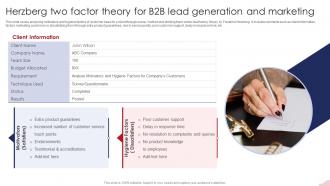 Herzberg Two Factor Theory For B2B Lead Generation And Marketing