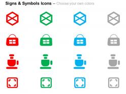 Hexagon bag sqaure tap ppt icons graphics