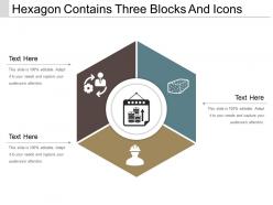 Hexagon contains three blocks and icons