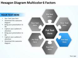 Hexagon diagram multicolor 6 factors ppt powerpoint slides