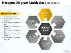 Hexagon diagram multicolor 6 hexagons powerpoint templates 0812 5
