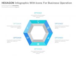 Hexagon infographic with icons for business operations flat powerpoint design