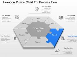 Hexagon puzzle chart for process flow powerpoint template slide