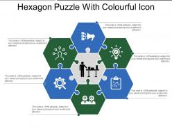 Hexagon puzzle with colourful icon