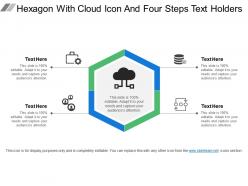 Hexagon with cloud icon and four steps text holders