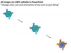 Hexagon with four arrows data analysis flat powerpoint design