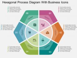 Hexagonal process diagram with business icons flat powerpoint design