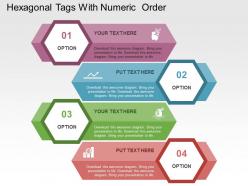 Hexagonal tags with numeric order flat powerpoint design