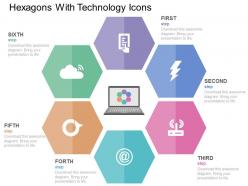 Hexagons with technology icons flat powerpoint design