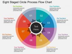 Hf eight staged circle process flow chart flat powerpoint design