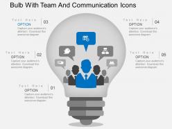 Hg bulb with team and communication icons flat powerpoint design