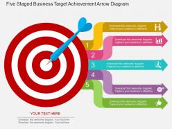 Hh five staged business target achievement arrow diagram flat powerpoint design