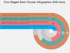 Hh four staged semi circular infographics with icons flat powerpoint design