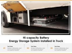 Hi capacity battery energy storage system installed in truck