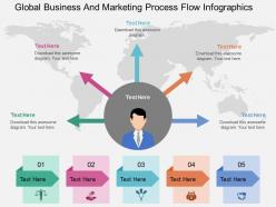 Hi global business and marketing process flow infographics flat powerpoint design