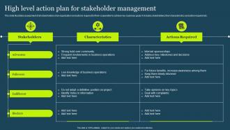 High Level Action Plan For Stakeholder Management