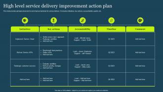 High Level Service Delivery Improvement Action Plan