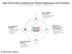High performance computing for efficient applications and simulation