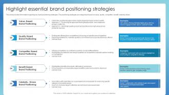 Highlight Essential Brand Positioning Strategies Successful Brand Administration