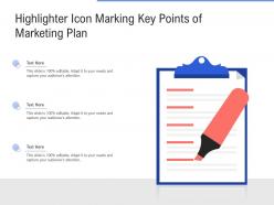 Highlighter icon marking key points of marketing plan