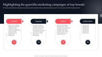 Highlighting The Guerrilla Marketing Campaigns Competitive Branding Strategies To Achieve Sustainable Growth