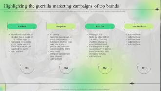 Highlighting The Guerrilla Marketing Campaigns Of Top Brands Effective Branding Techniques To Get Ahead