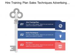 Hire training plan sales techniques advertising techniques interpersonal skills cpb