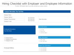 Hiring Checklist With Employer And Employee Information