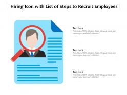 Hiring icon with list of steps to recruit employees