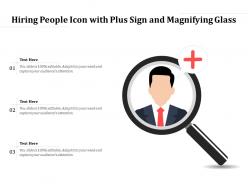 Hiring people icon with plus sign and magnifying glass
