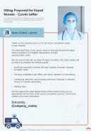 Hiring Proposal For Expat Nurses Cover Letter One Pager Sample Example Document