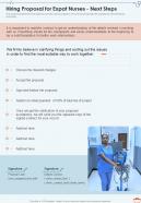 Hiring Proposal For Expat Nurses Next Steps One Pager Sample Example Document