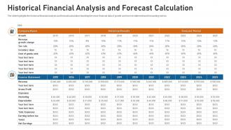Historical financial analysis and forecast calculation