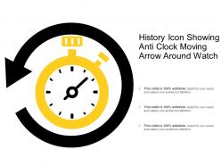 History icon showing anti clock moving arrow around watch