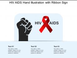 Hiv aids hand illustration with ribbon sign