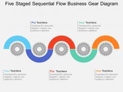 Hl five staged sequential flow business gear diagram flat powerpoint design