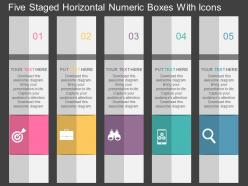 Hm five staged vertical numeric boxes with icons flat powerpoint design