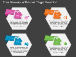 Hn four banners with icons target selection flat powerpoint design