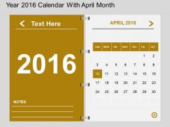 Hn year 2016 calendar with april month flat powerpoint design