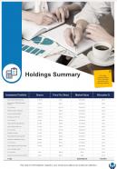 Holdings Summary Investment Advice Proposal One Pager Sample Example Document