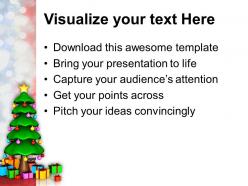 Holidays winter christmas tree with gifts festival powerpoint templates ppt background for slides