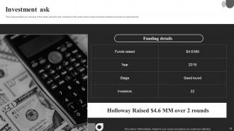 Holloway Seed Round Investor Funding Elevator Pitch Deck Ppt Template Professional Analytical