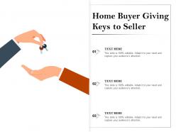 Home buyer giving keys to seller