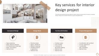 Home Furnishing Company Profile Key Services For Interior Design Project Ppt Slides Design Inspiration
