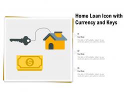Home loan icon with currency and keys