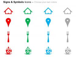 Home location fork tea breakfast venue ppt icons graphics