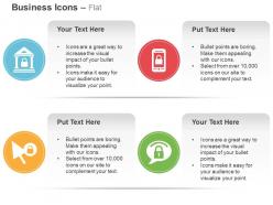 Home lock mobile lock pointer business safety ppt icons graphics