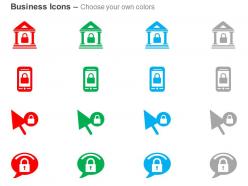 Home lock mobile lock pointer business safety ppt icons graphics