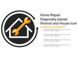 Home repair diagonally placed wrench and house icon