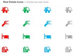 Home search key restroom searching apartment ppt icons graphics